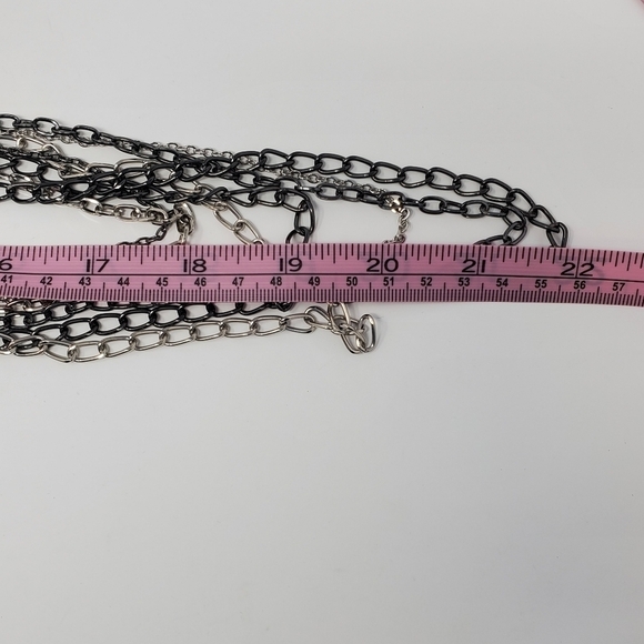 JENNY BIRD MULTI-STRAND CHAIN NECKLACE SILVER GUNMETAL FASHION JEWELRY WOMEN - Picture 12 of 16